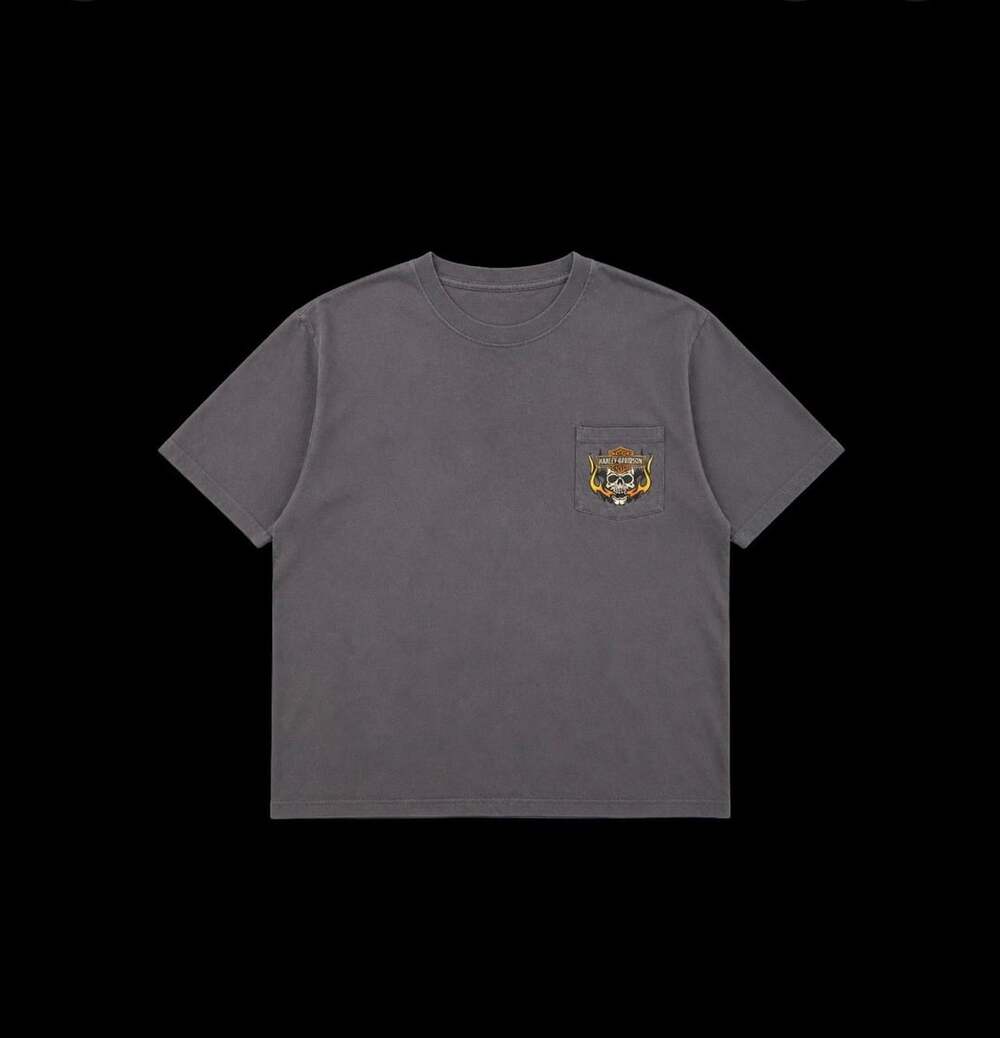 Harley-Davidson TNT Harley-Davidson Quincy Illinois Skull Pocket T-Shirt X-Large